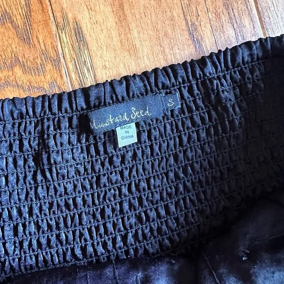 Mustard Seed Black Satin Strapless Mini Dress with Sequins Size Small - Picture 5 of 5